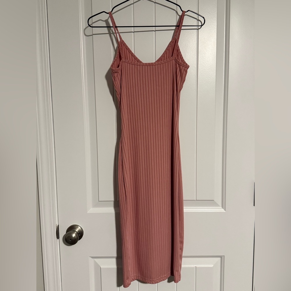 Pink Ribbed Knit Bodycon Dress - Picture 2 of 6